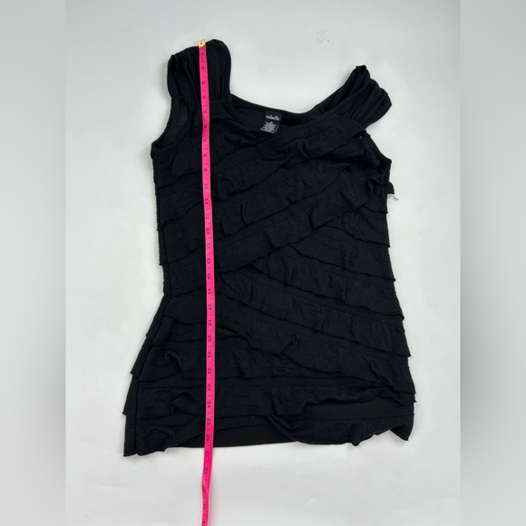 Rafaella Black Scoop Layer Ruffle Capped Sleeves Top - Picture 4 of 4